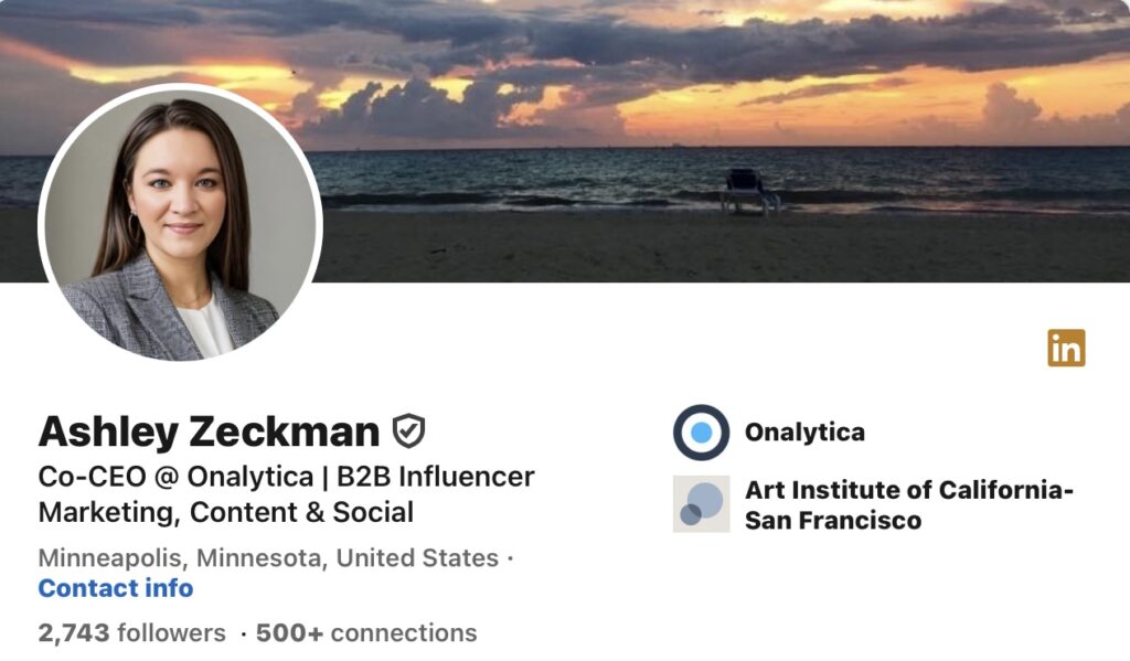 Ashley Zeckman‘ LinkedIn profile