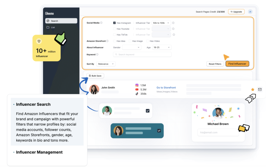 Gleemo influencer search
