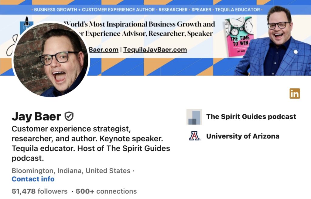 Jay Baer‘ LinkedIn profile