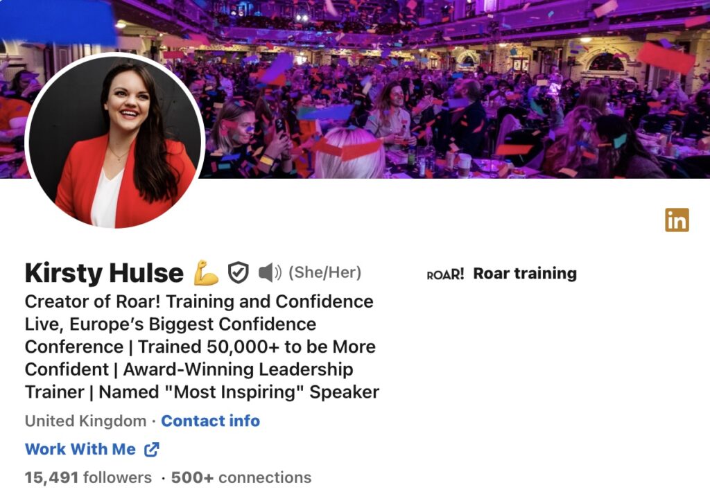 Kirsty Hulsel‘ LinkedIn profile