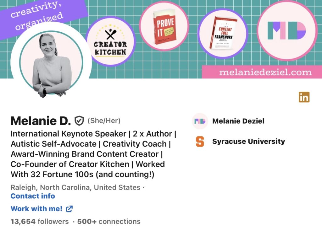 Melanie Deziel‘ LinkedIn profile