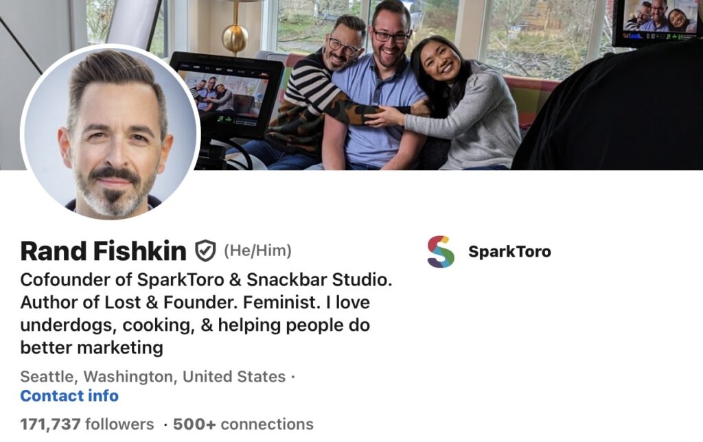 Rand Fishkin‘ LinkedIn profile