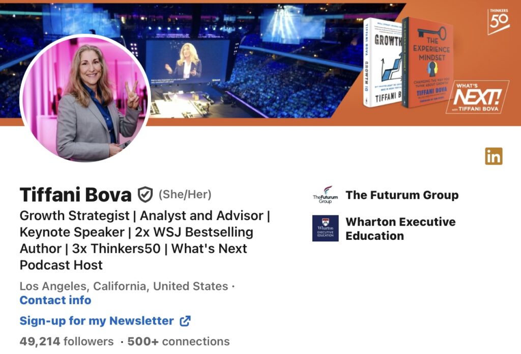 Tiffany Bova‘ LinkedIn profile