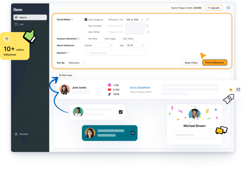 gleemo influencer search