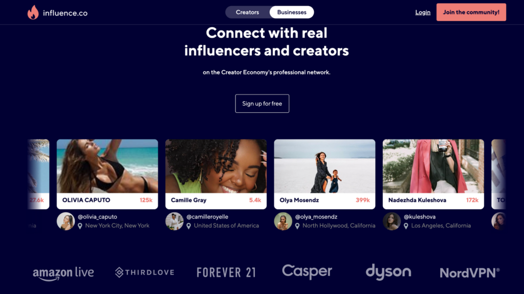 influenceco website overview