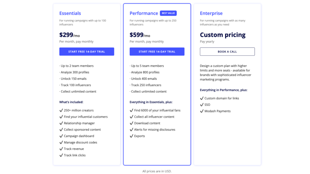 modash pricing plans