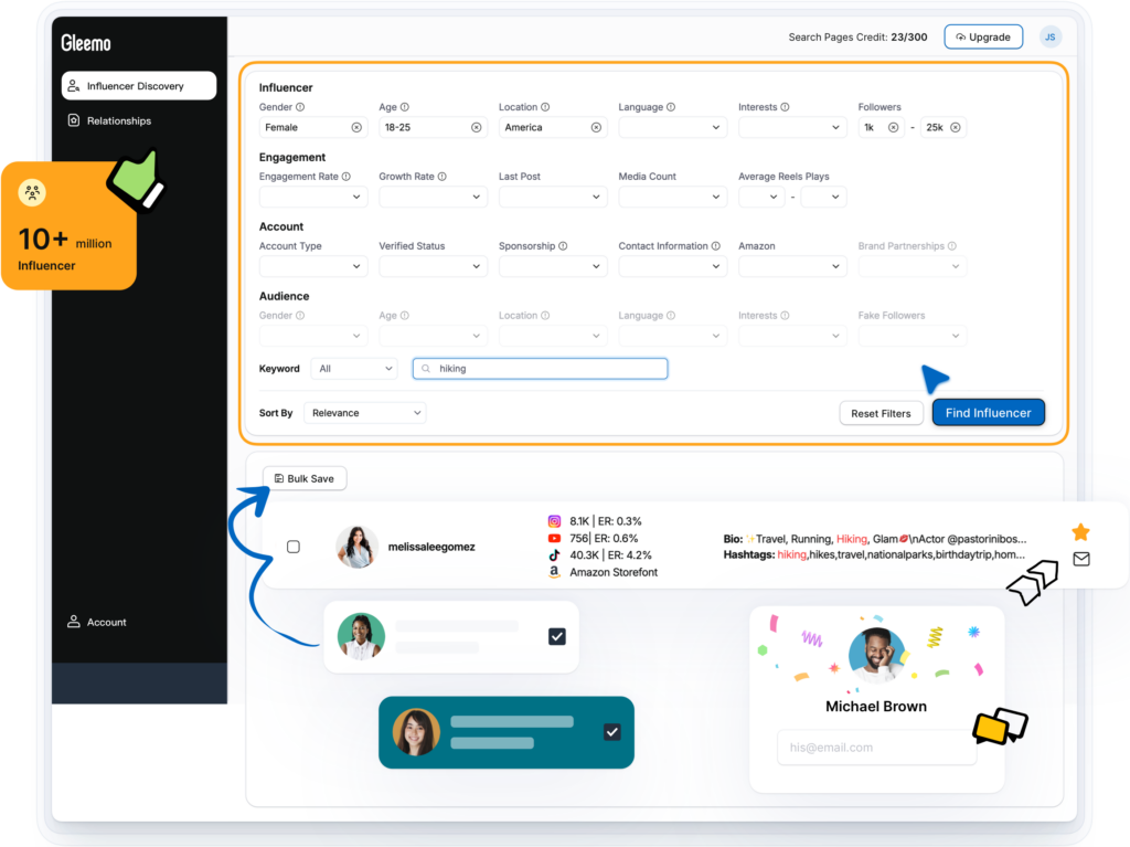 Gleemo is a powerful influencer discovery and management tool