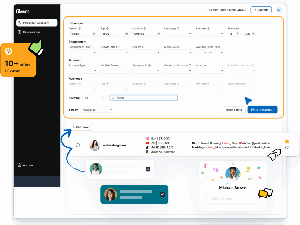 Gleemo is a powerful influencer discovery and management tool