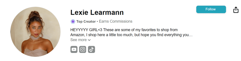 Amazon Influencer Lexie Learmann Profile image of Amazon influencer Lexie Learmann