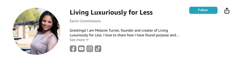 Amazon Influencer Melanie Turner Profile image of Amazon influencer Melanie Turner