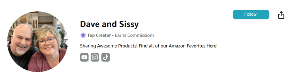 Amazon Influencers Dave and Sissy Profile image of Amazon influencer duo Dave and Sissy