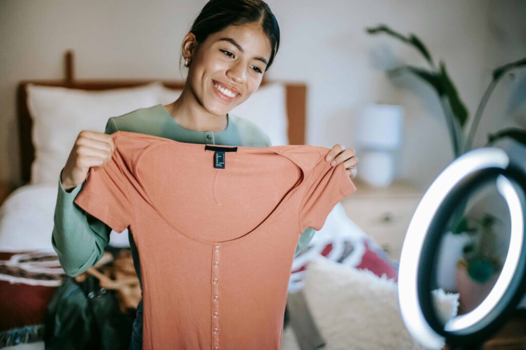 An influencer is introducing a product.